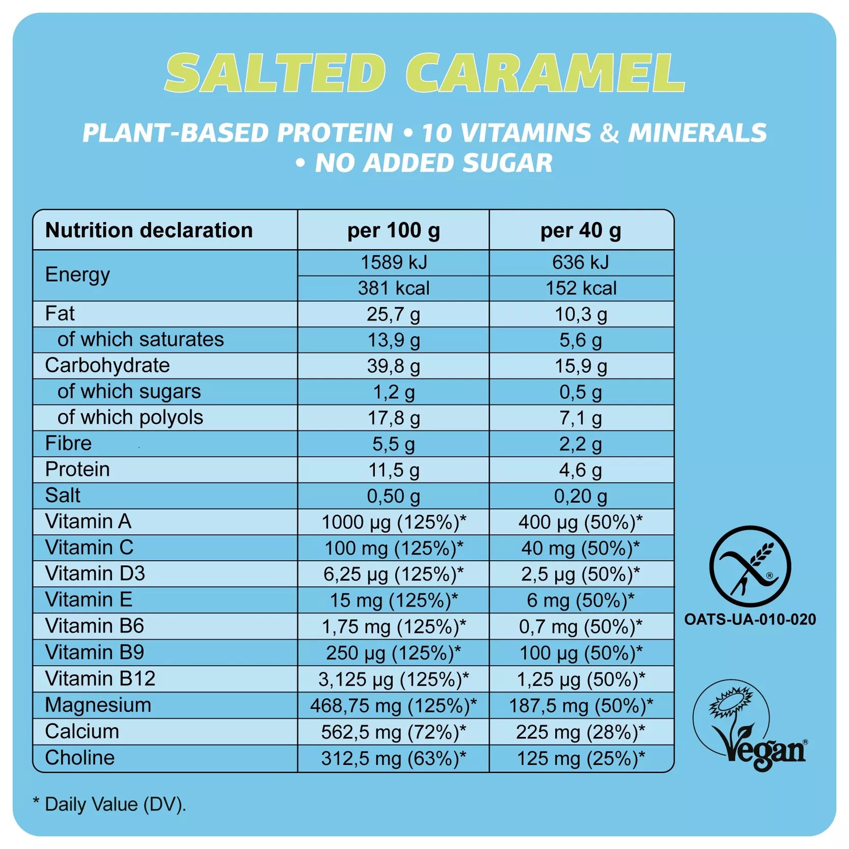 BARRE VEGAN SANS GLUTEN "CARAMEL SALÉ" 40g